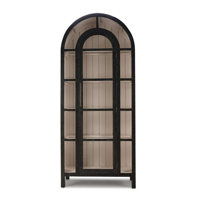 Bramble - Vannes Display Cabinet w/ Glass Shelves in Vintage Black w/ Putty Interior - 28221VGB-PUT--LDT