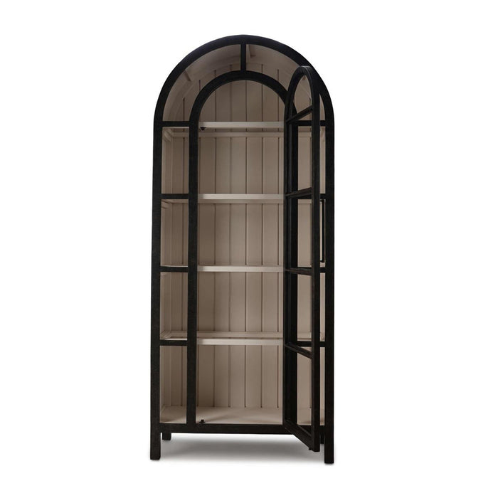 Bramble - Vannes Display Cabinet w/ Glass Shelves in Vintage Black w/ Putty Interior - 28221VGB-PUT--LDT
