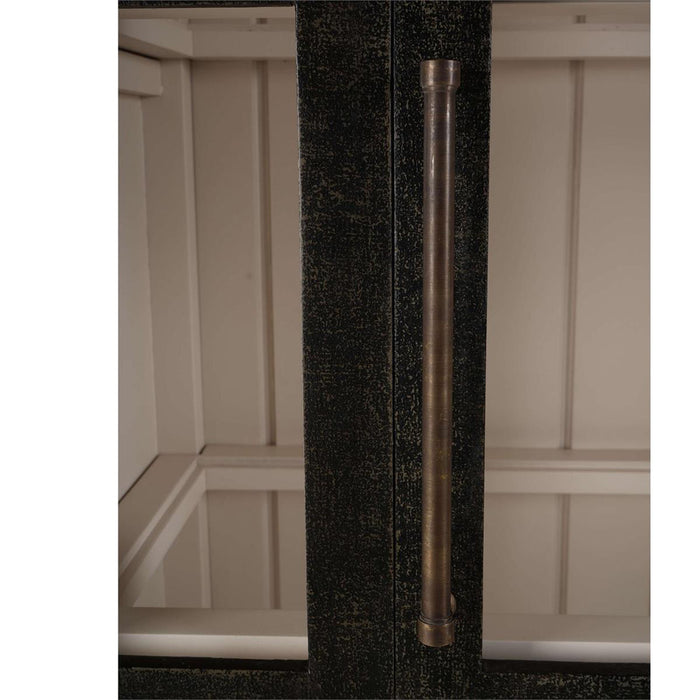 Bramble - Vannes Display Cabinet w/ Glass Shelves in Vintage Black w/ Putty Interior - 28221VGB-PUT--LDT