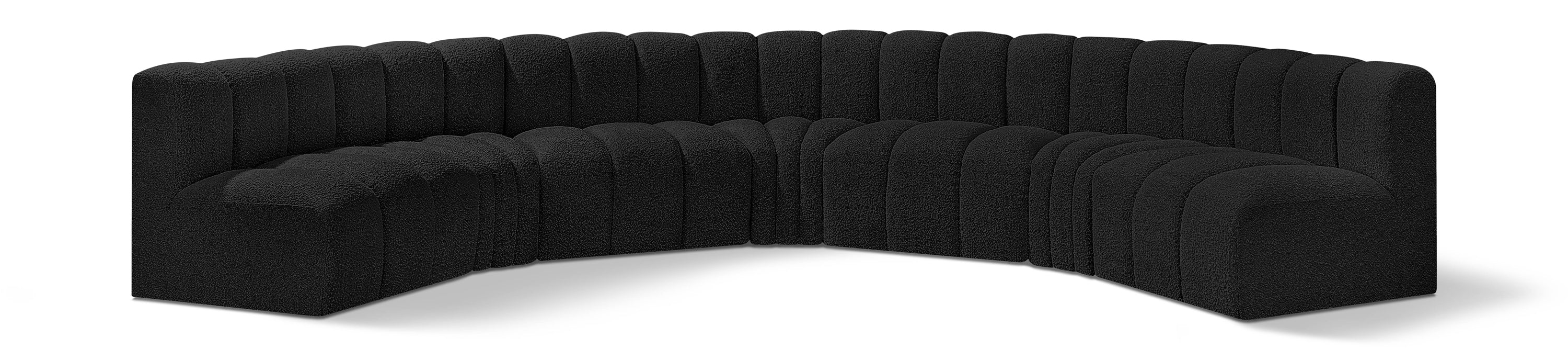 Meridian Furniture - Arc Boucle Leather 7 Piece Modular Sectional in Black - 102Black-S7B