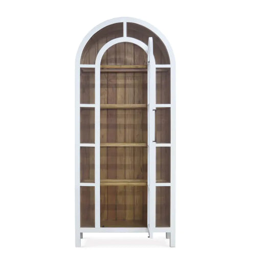 Bramble - Vannes Display Cabinet w/ Glass Shelves in True White w/ Driftwood Interior - 28221TRW-DRW--- - GreatFurnitureDeal