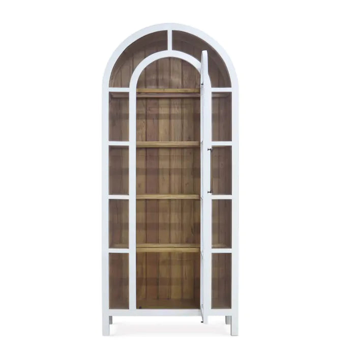 Bramble - Vannes Display Cabinet w/ Glass Shelves in True White w/ Driftwood Interior - 28221TRW-DRW--- - GreatFurnitureDeal