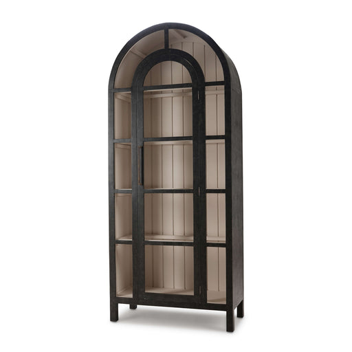 Bramble - Vannes Display Cabinet w/ Glass Shelves in Vintage Black w/ Putty Interior - BR-28221VGB-PUT--LDT - GreatFurnitureDeal