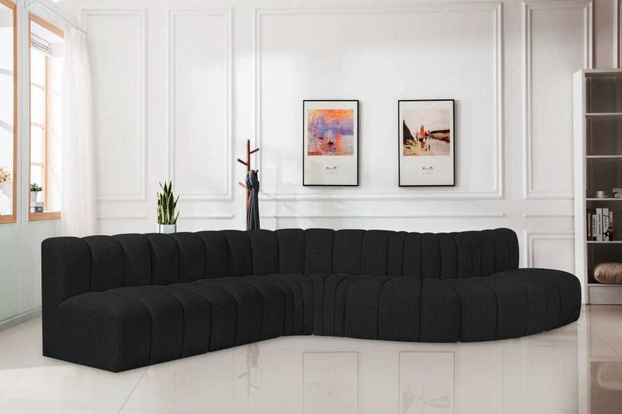 Meridian Furniture - Arc 170" Boucle Fabric Upholstered 7 Piece Modular Sectional - 102Black-S7C - GreatFurnitureDeal