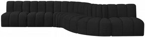 Meridian Furniture - Arc 170" Boucle Fabric Upholstered 7 Piece Modular Sectional - 102Black-S7C - GreatFurnitureDeal