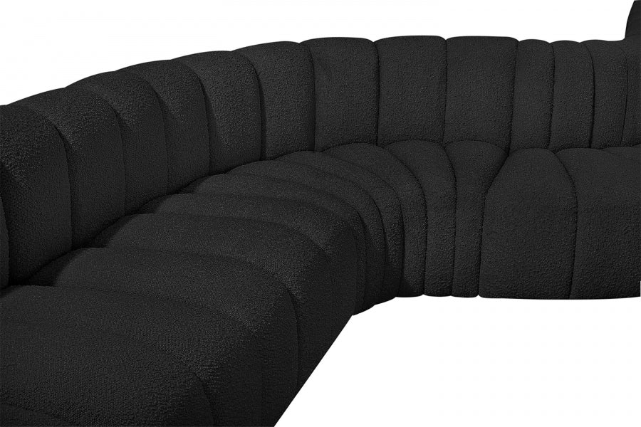 Meridian Furniture - Arc 170" Boucle Fabric Upholstered 7 Piece Modular Sectional - 102Black-S7C - GreatFurnitureDeal
