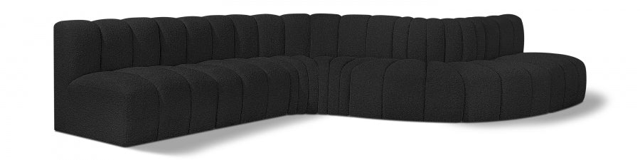 Meridian Furniture - Arc 170" Boucle Fabric Upholstered 7 Piece Modular Sectional - 102Black-S7C - GreatFurnitureDeal