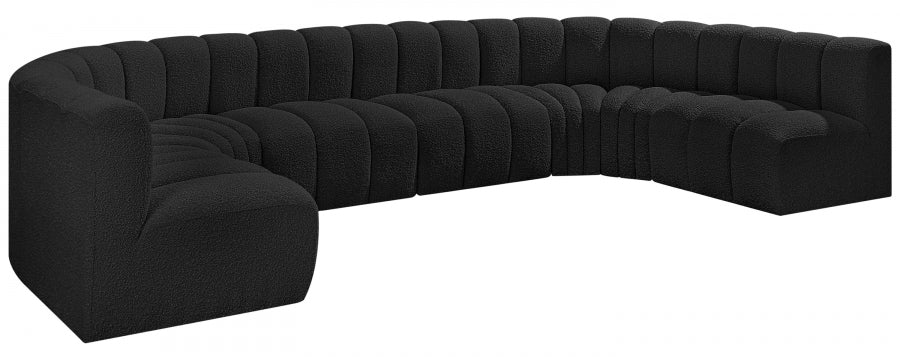 Meridian Furniture - Arc Boucle Leather 8 Piece Modular Sectional in Black - 102Black-S8A - GreatFurnitureDeal