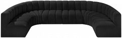 Meridian Furniture - Arc Boucle Leather 8 Piece Modular Sectional in Black - 102Black-S8A - GreatFurnitureDeal