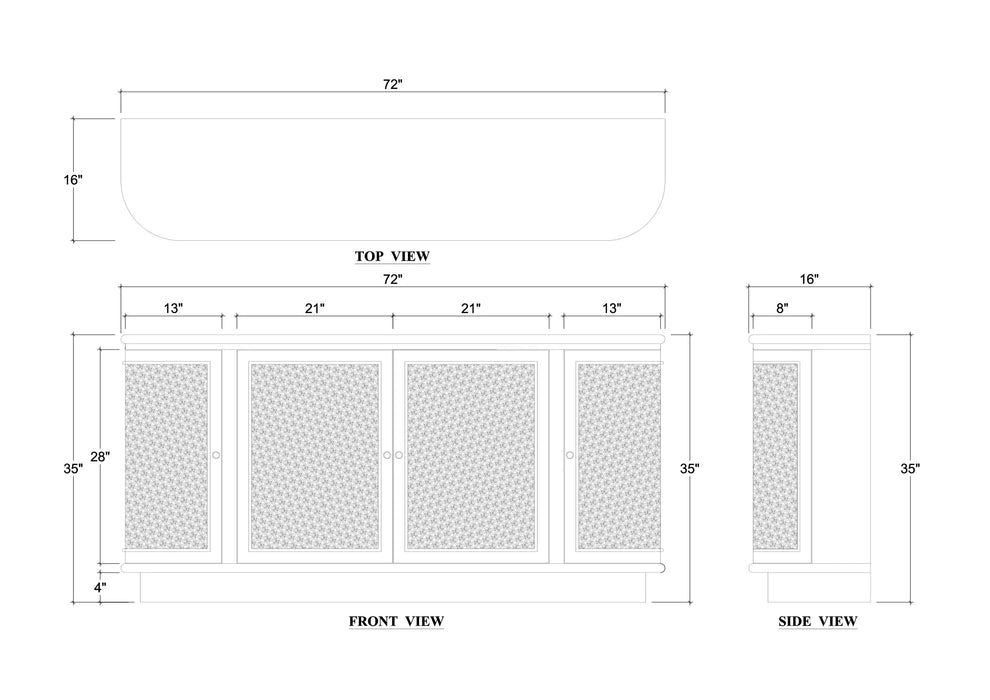 Bramble - Dakota Oval 4 Door Sideboard w/ Rattan Panels - BR-28223 - GreatFurnitureDeal