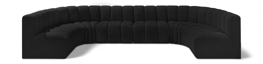 Meridian Furniture - Arc Boucle Leather 8 Piece Modular Sectional in Black - 102Black-S8A - GreatFurnitureDeal