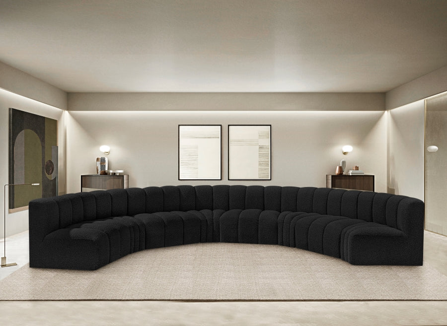 Meridian Furniture - Arc Boucle Leather 8 Piece Modular Sectional in Black - 102Black-S8B - GreatFurnitureDeal