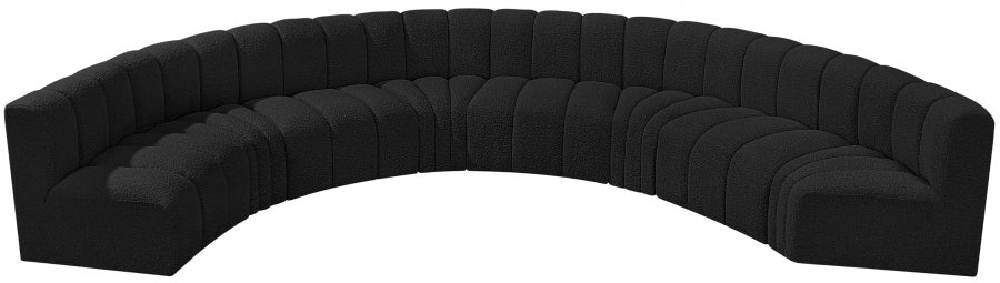 Meridian Furniture - Arc Boucle Leather 8 Piece Modular Sectional in Black - 102Black-S8B - GreatFurnitureDeal