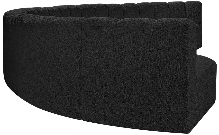 Meridian Furniture - Arc Boucle Leather 8 Piece Modular Sectional in Black - 102Black-S8B - GreatFurnitureDeal