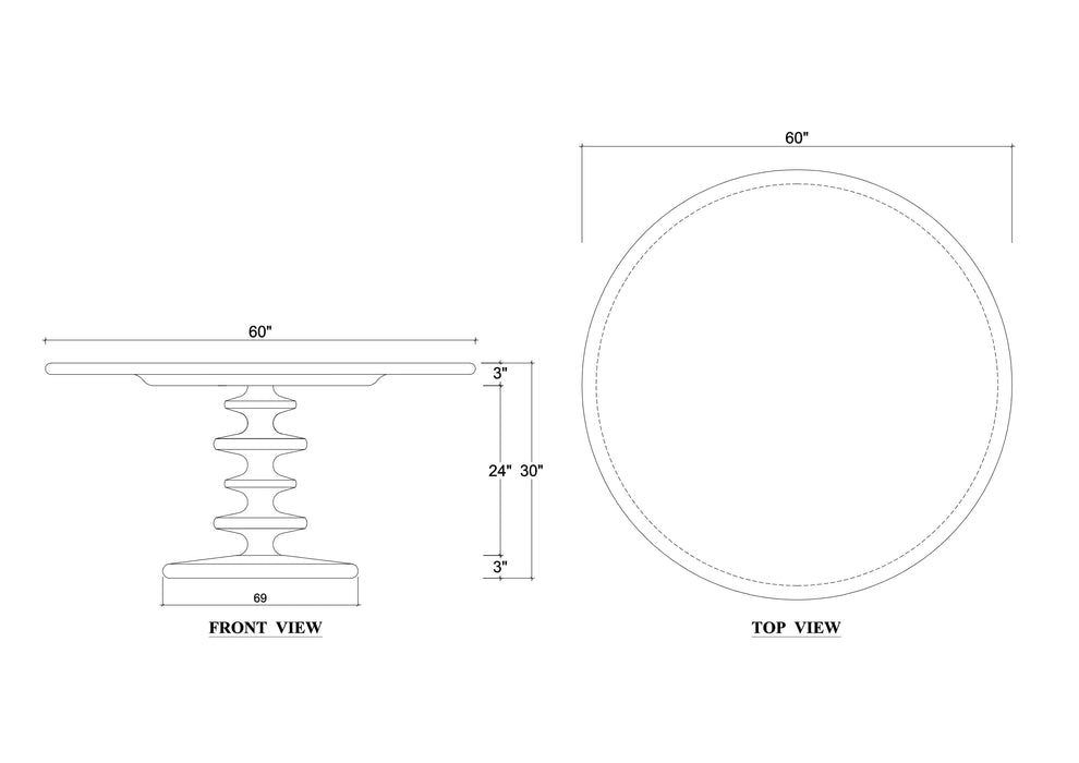 Bramble - Milano Round Dining Table 60" - BR-28228 - GreatFurnitureDeal