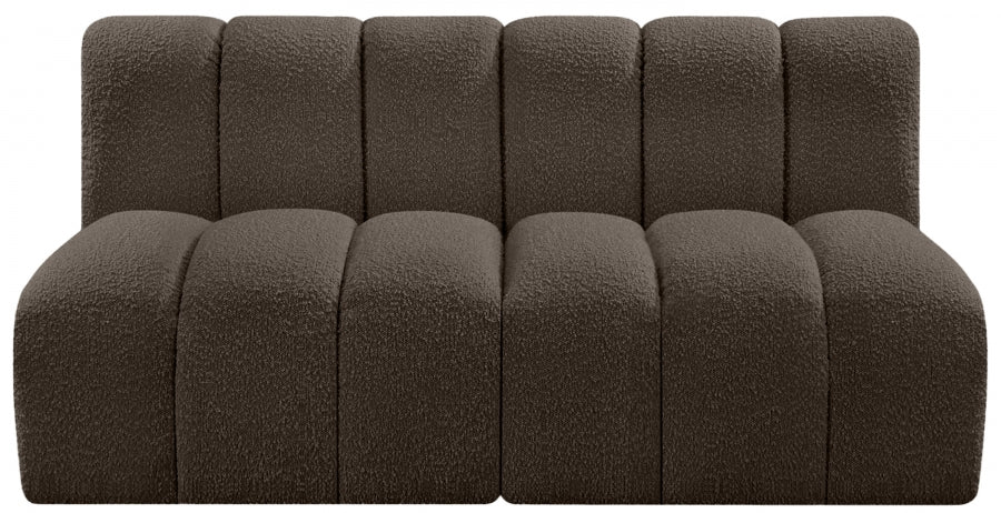 Meridian Furniture - Arc Vegan Leather Modular Sofa in Brown - 102Brown-S2A - GreatFurnitureDeal