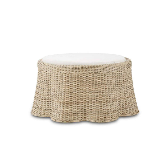 Bramble - Newport Ottoman in Rattan Natural w/ Arctic White Performance Fabric - 28233RNATSF204---- - GreatFurnitureDeal