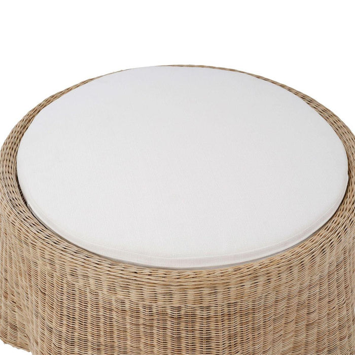 Bramble - Newport Ottoman in Rattan Natural w/ Arctic White Performance Fabric - 28233RNATSF204----