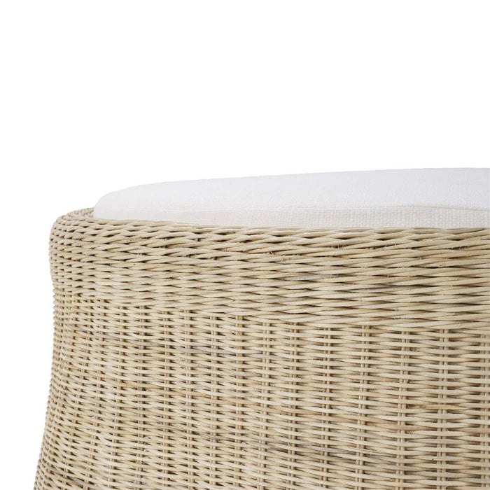 Bramble - Newport Ottoman in Rattan Natural w/ Arctic White Performance Fabric - 28233RNATSF204---- - GreatFurnitureDeal
