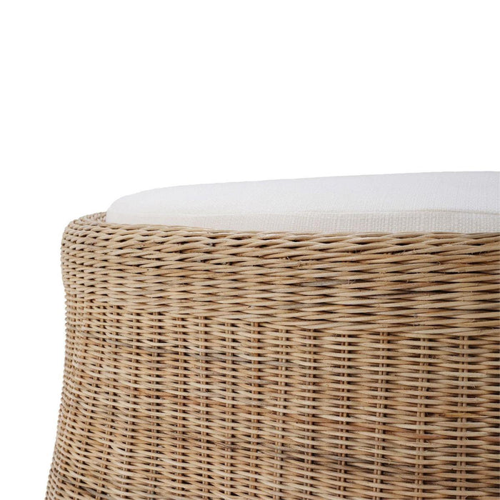 Bramble - Newport Ottoman in Rattan Natural w/ Arctic White Performance Fabric - 28233RNATSF204----