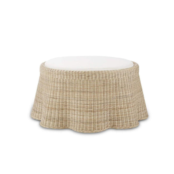 Bramble - Newport Ottoman in Rattan Natural w/ Arctic White Performance Fabric - 28233RNATSF204---- - GreatFurnitureDeal