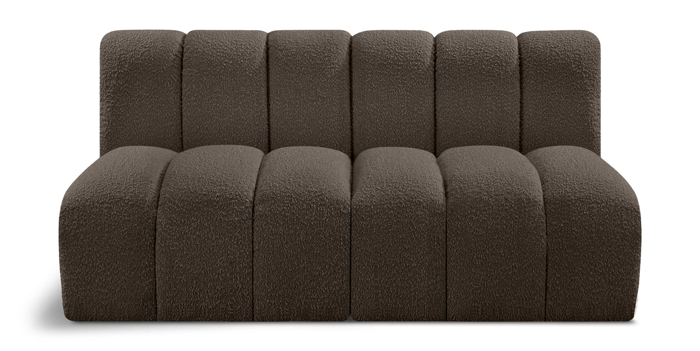 Meridian Furniture - Arc Vegan Leather Modular Sofa in Brown - 102Brown-S2A - GreatFurnitureDeal