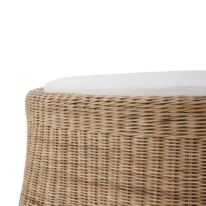 Bramble - Newport Ottoman in Rattan Natural w/ Arctic White Performance Fabric - BR-28233RNATSF204---- - GreatFurnitureDeal