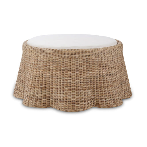 Bramble - Newport Ottoman in Rattan Natural w/ Arctic White Performance Fabric - BR-28233RNATSF204---- - GreatFurnitureDeal