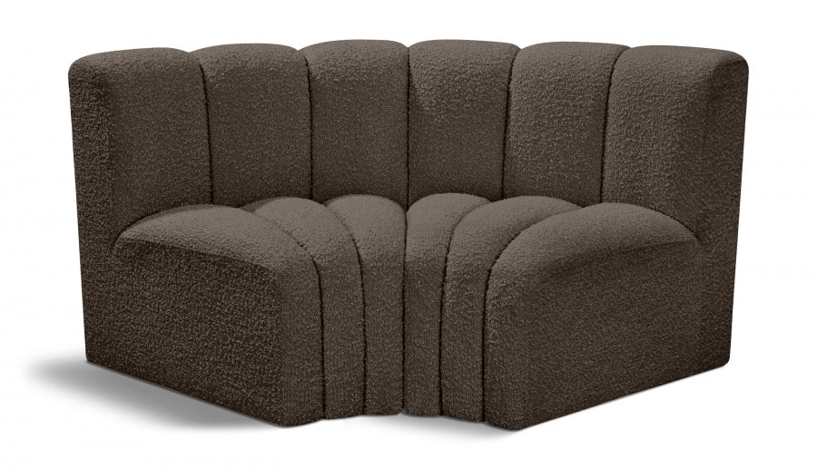 Meridian Furniture - Arc Vegan Leather Modular Sofa in Brown - 102Brown-S2B - GreatFurnitureDeal