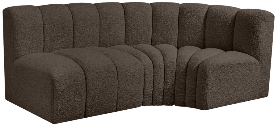 Meridian Furniture - Arc Vegan Leather Modular Sofa in Brown - 102Brown-S3A - GreatFurnitureDeal