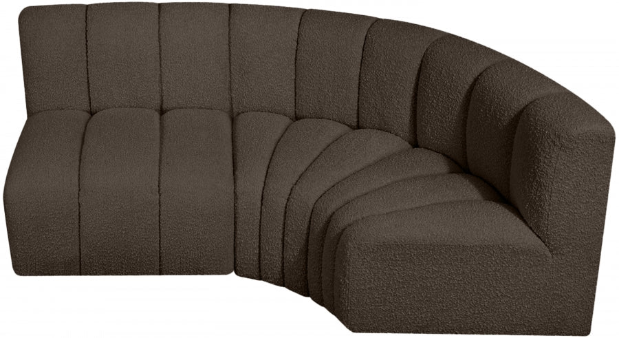 Meridian Furniture - Arc Vegan Leather Modular Sofa in Brown - 102Brown-S3A - GreatFurnitureDeal