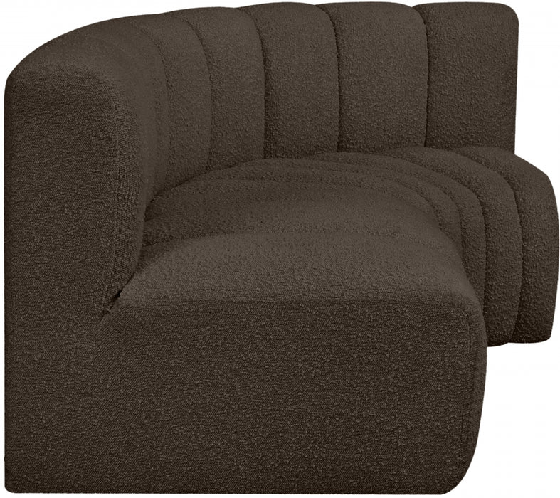 Meridian Furniture - Arc Vegan Leather Modular Sofa in Brown - 102Brown-S3A - GreatFurnitureDeal