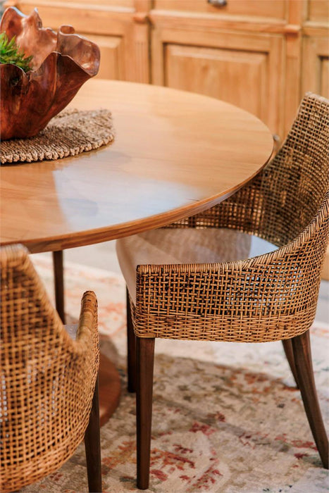Bramble - Savanah Dining Chair in Light Glazed Rattan w/ Arctic White Performance Fabric Cushion (Set of 2) - 28235WLTSF204RGZE---