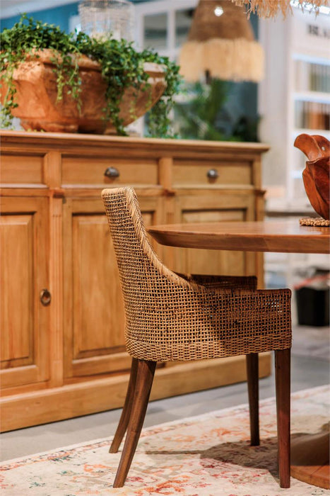 Bramble - Savanah Dining Chair in Light Glazed Rattan w/ Arctic White Performance Fabric Cushion (Set of 2) - 28235WLTSF204RGZE---