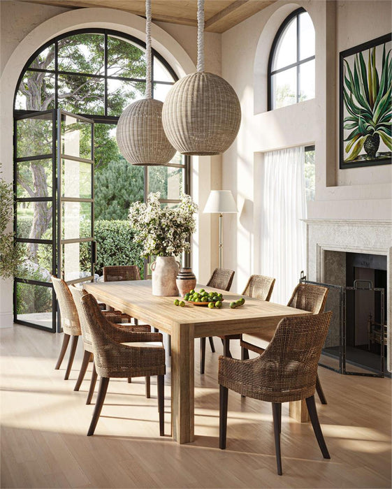 Bramble - Savanah Dining Chair in Light Glazed Rattan w/ Arctic White Performance Fabric Cushion (Set of 2) - 28235WLTSF204RGZE---