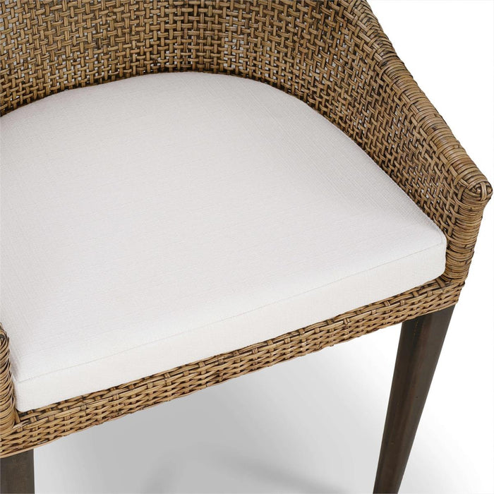 Bramble - Savanah Dining Chair in Light Glazed Rattan w/ Arctic White Performance Fabric Cushion (Set of 2) - 28235WLTSF204RGZE---