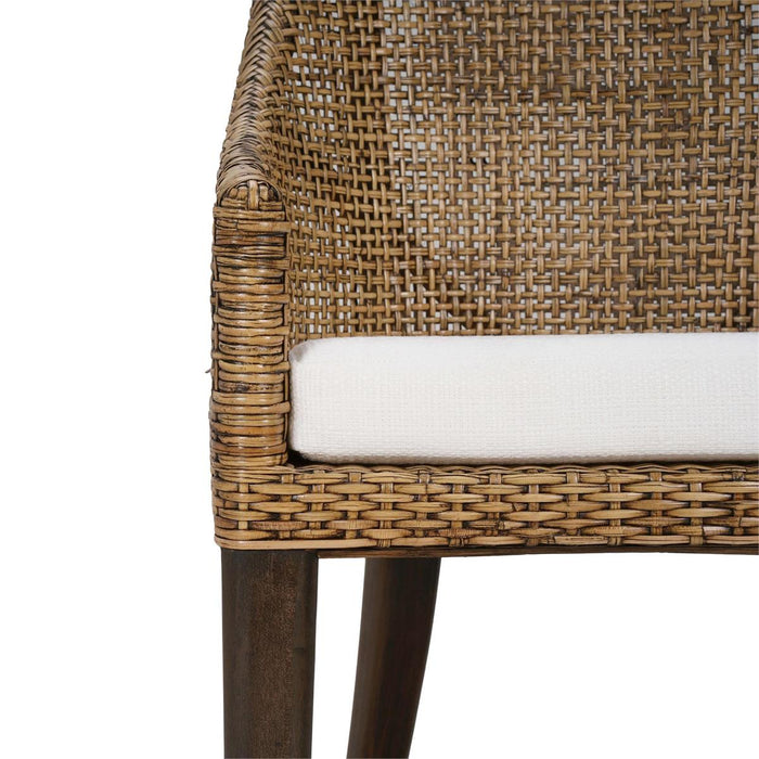 Bramble - Savanah Dining Chair in Light Glazed Rattan w/ Arctic White Performance Fabric Cushion (Set of 2) - 28235WLTSF204RGZE---