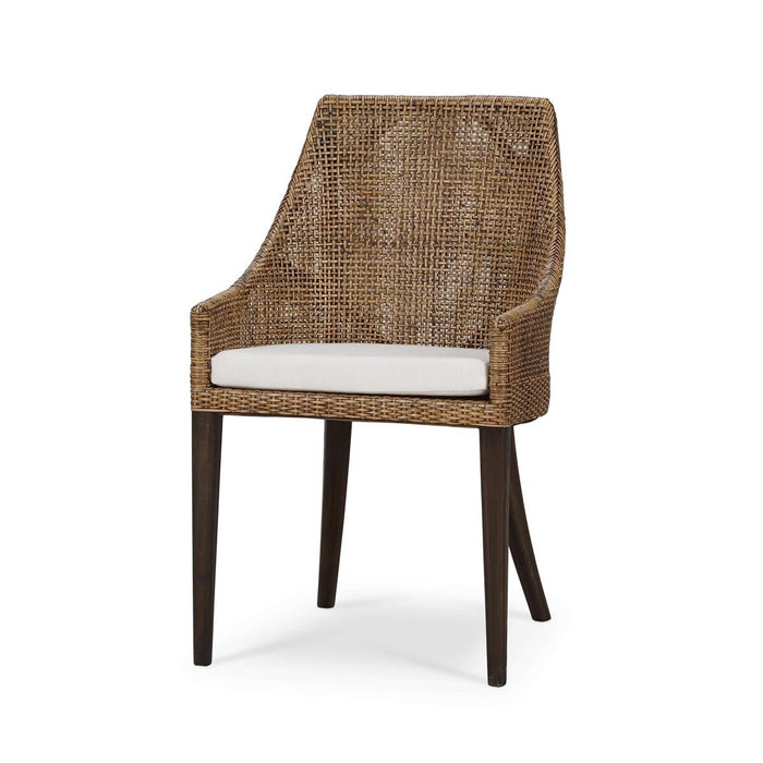 Bramble - Savanah Dining Chair in Light Glazed Rattan w/ Arctic White Performance Fabric Cushion (Set of 2) - 28235WLTSF204RGZE---