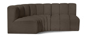 Meridian Furniture - Arc Vegan Leather Modular Sofa in Brown - 102Brown-S3A - GreatFurnitureDeal