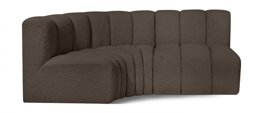 Meridian Furniture - Arc Vegan Leather Modular Sofa in Brown - 102Brown-S3A - GreatFurnitureDeal