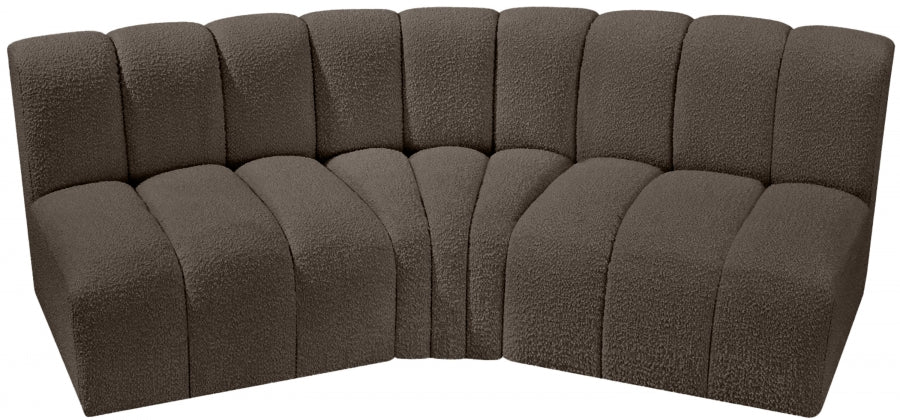 Meridian Furniture - Arc Vegan Leather Modular Sofa in Brown - 102Brown-S3B - GreatFurnitureDeal