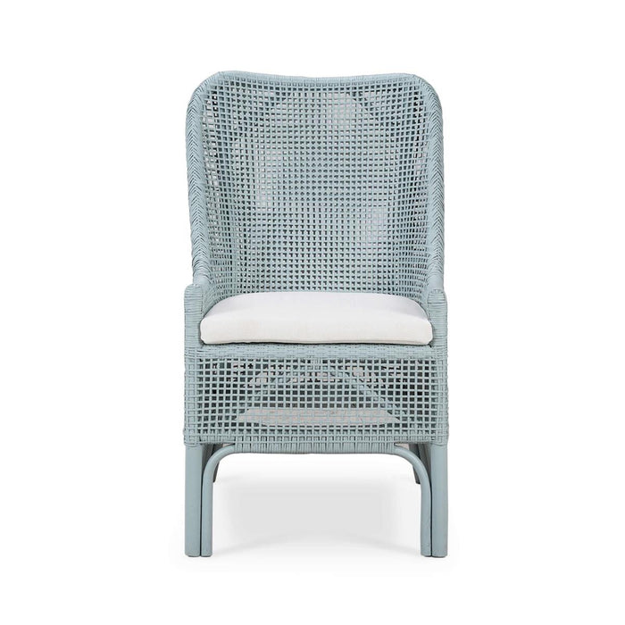Bramble - Cristo Dining Chair in Frosted Blue Rattan w/ Arctic White Performance Fabric Cushion (Set of 2) - 28236FRBSF204----