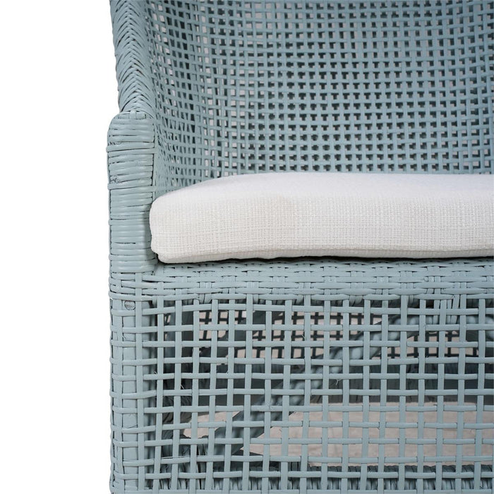 Bramble - Cristo Dining Chair in Frosted Blue Rattan w/ Arctic White Performance Fabric Cushion (Set of 2) - 28236FRBSF204----