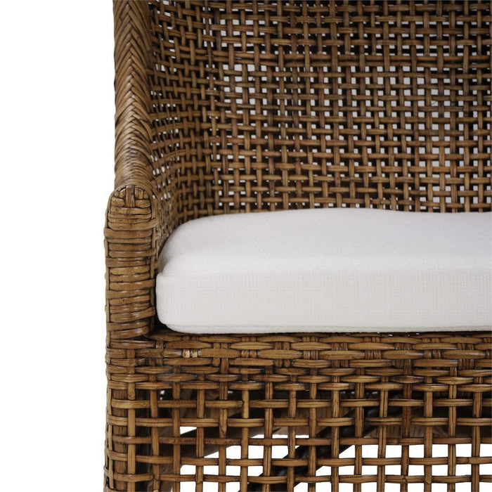 Bramble - Cristo Dining Chair in Rattan Glaze w/ Arctic White Performance Fabric Cushion (Set of 2) - 28236RGZESF204----