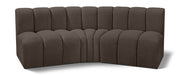 Meridian Furniture - Arc Vegan Leather Modular Sofa in Brown - 102Brown-S3B - GreatFurnitureDeal