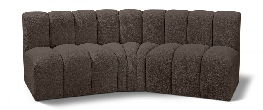 Meridian Furniture - Arc Vegan Leather Modular Sofa in Brown - 102Brown-S3B - GreatFurnitureDeal