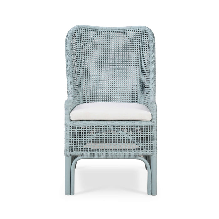 Bramble - Cristo Dining Chair in Frosted Blue Rattan w/ Arctic White Performance Fabric Cushion - BR-28236FRBSF204---- - GreatFurnitureDeal