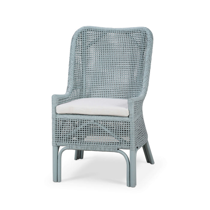 Bramble - Cristo Dining Chair in Frosted Blue Rattan w/ Arctic White Performance Fabric Cushion - BR-28236FRBSF204---- - GreatFurnitureDeal