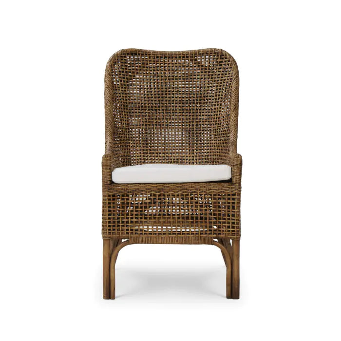Bramble - Cristo Dining Chair in Rattan Glaze w/ Arctic White Performance Fabric Cushion - 28236RGZESF204---- - GreatFurnitureDeal