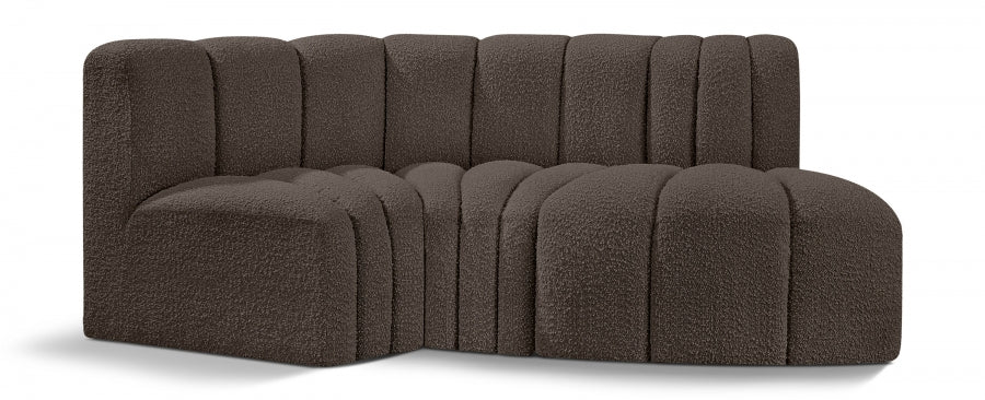 Meridian Furniture - Arc Vegan Leather Modular Sofa in Brown - 102Brown-S3D - GreatFurnitureDeal